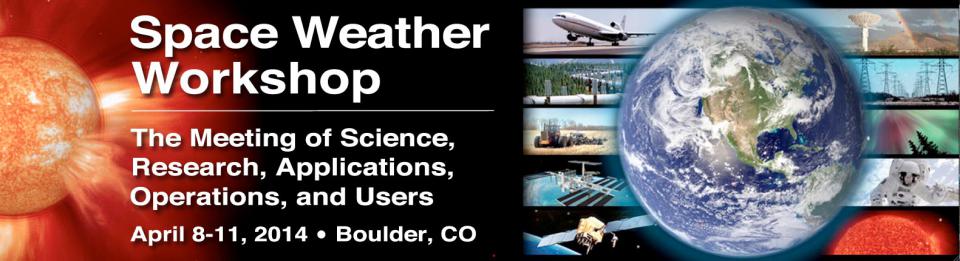 A banner graphic for the 2014 Space Weather Workshop.