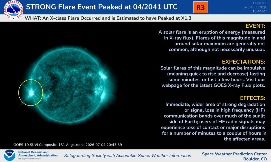 X1.3 flare on 04 Jul 2026