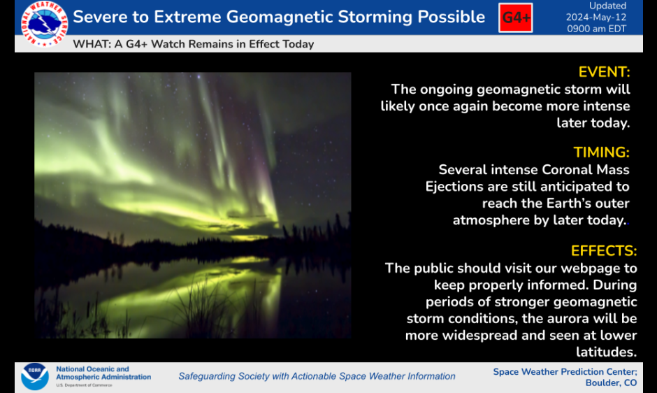 Severe to Extreme Geomagnetic Storming is Possible Again Later Today ...