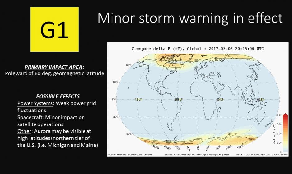 G1 Warning delt B plot for 6 March 2017