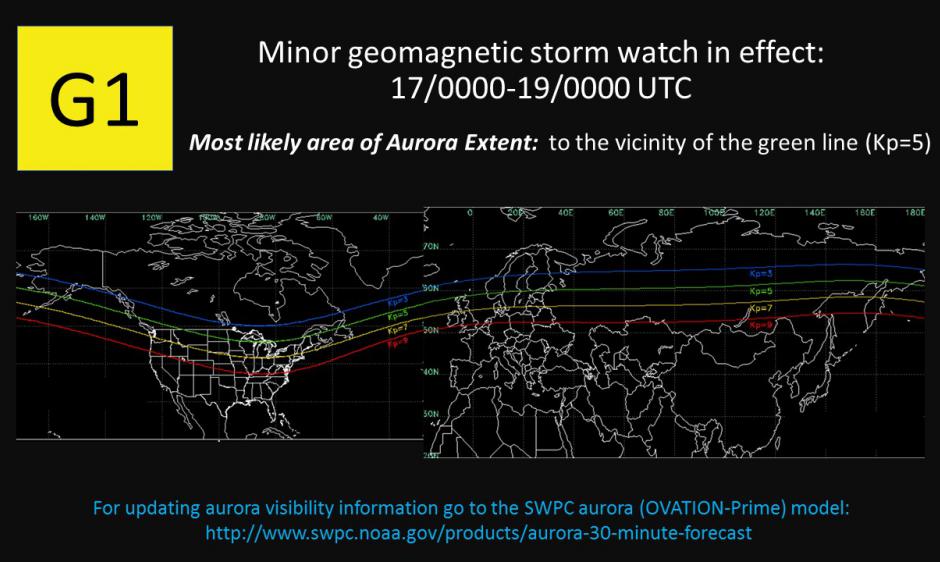 Aurora viewing map