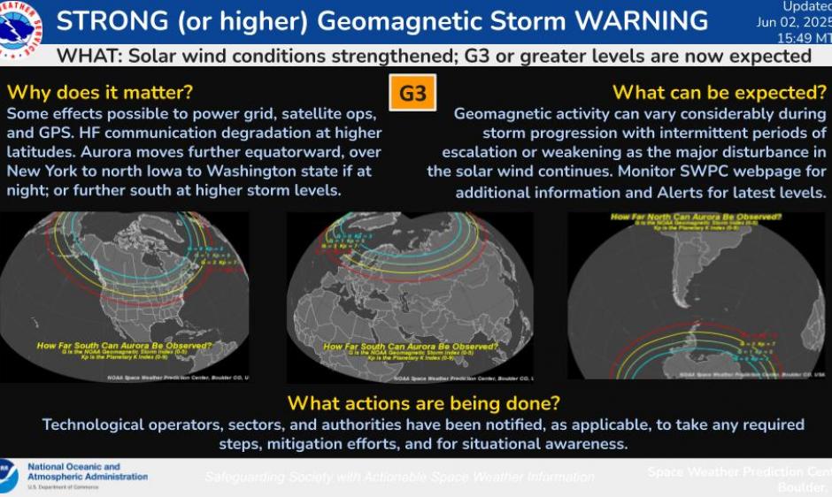 G3 with maps of aurora extent