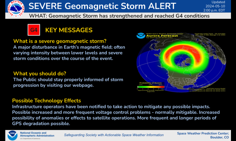 G4 Conditions Observed! | NOAA / NWS Space Weather Prediction Center