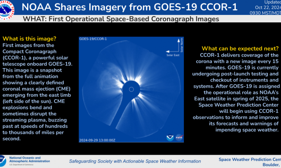 NOAA Shares Imagery from GOES-19 CCOR-1