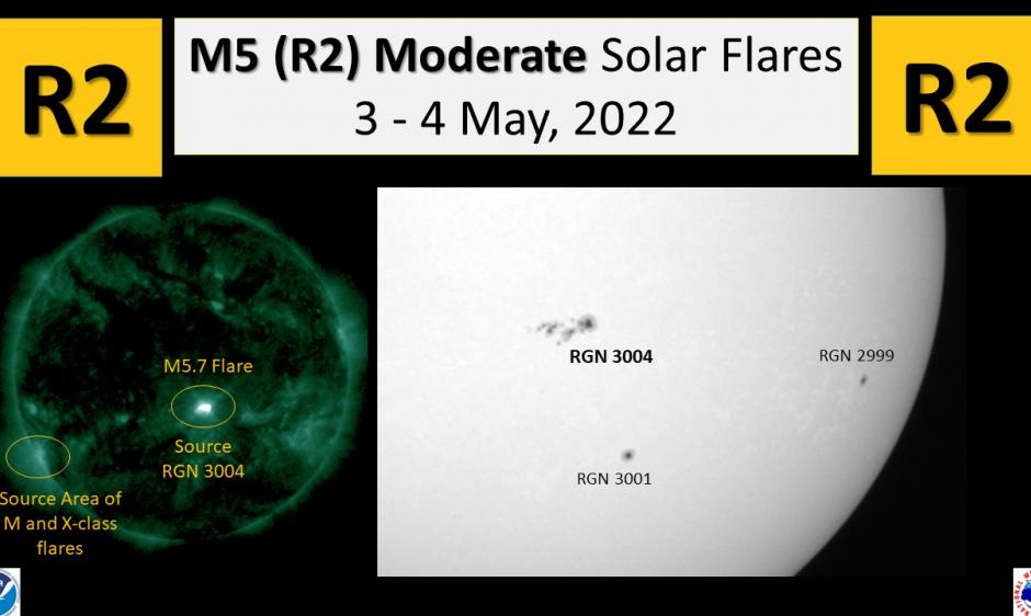 M5 flares 3-4 May, 2022