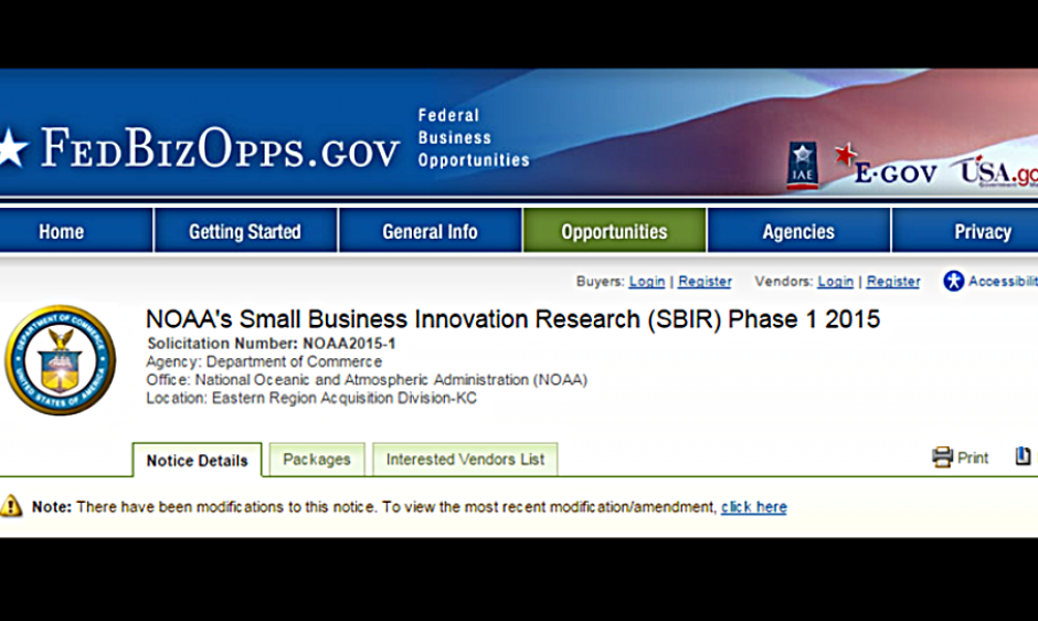 NOAA's 2015 SBIR Solicitation is Now Open
