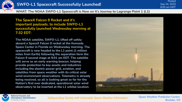 SWFO-L1 Successfully Launched!