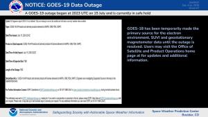 GOES-19 Safe Hold