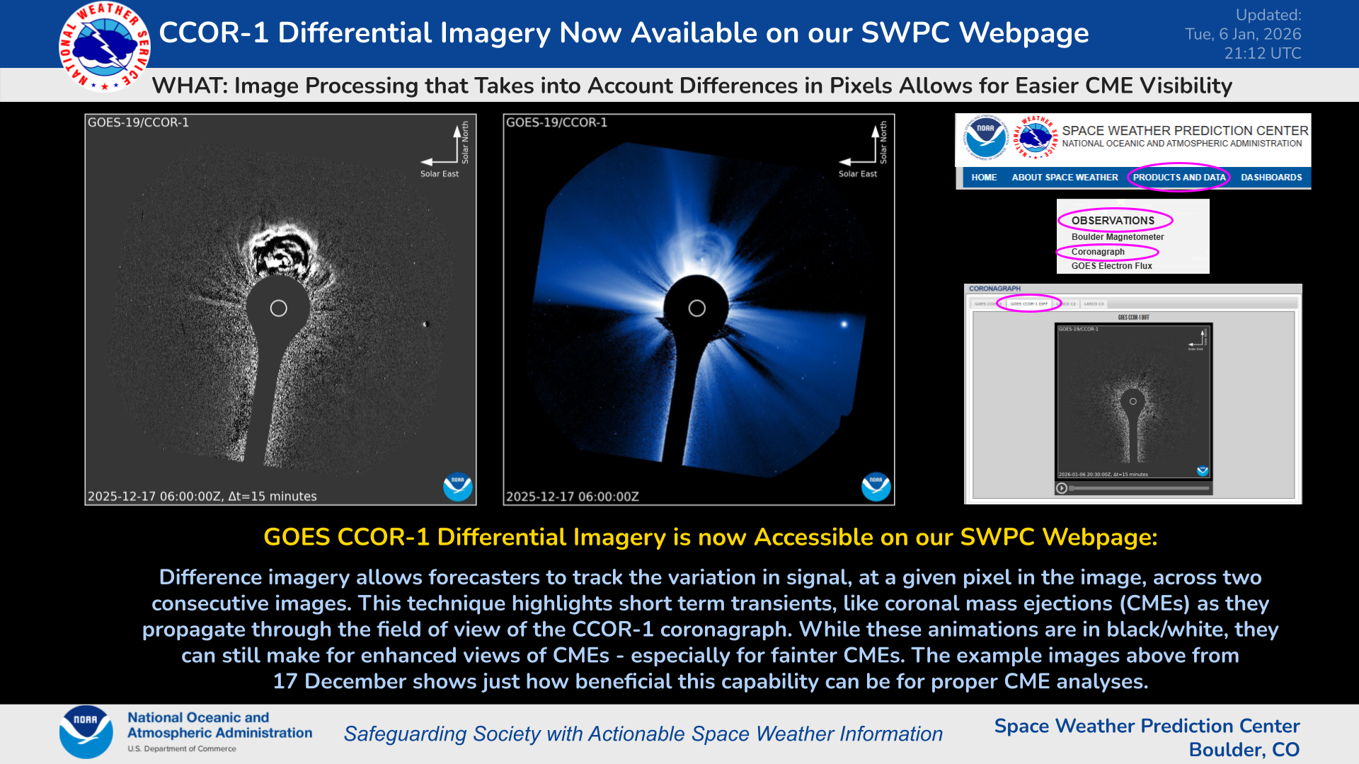 CCOR-1 Differential Images Now Available on the SWPC Webpage
